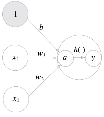 편향과 활성화 처리 과정이 명시된 퍼셉트론